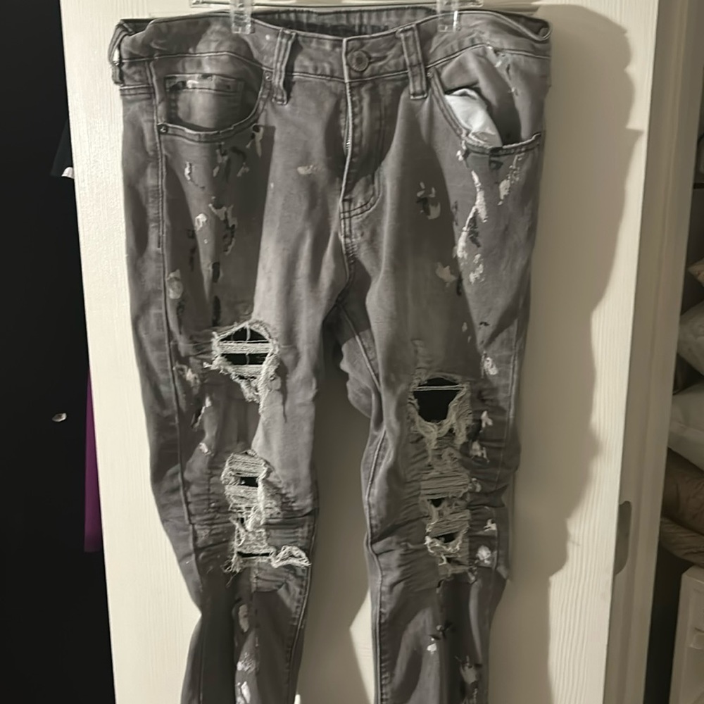 Rue 21 Grey Painted Ripped Jeans